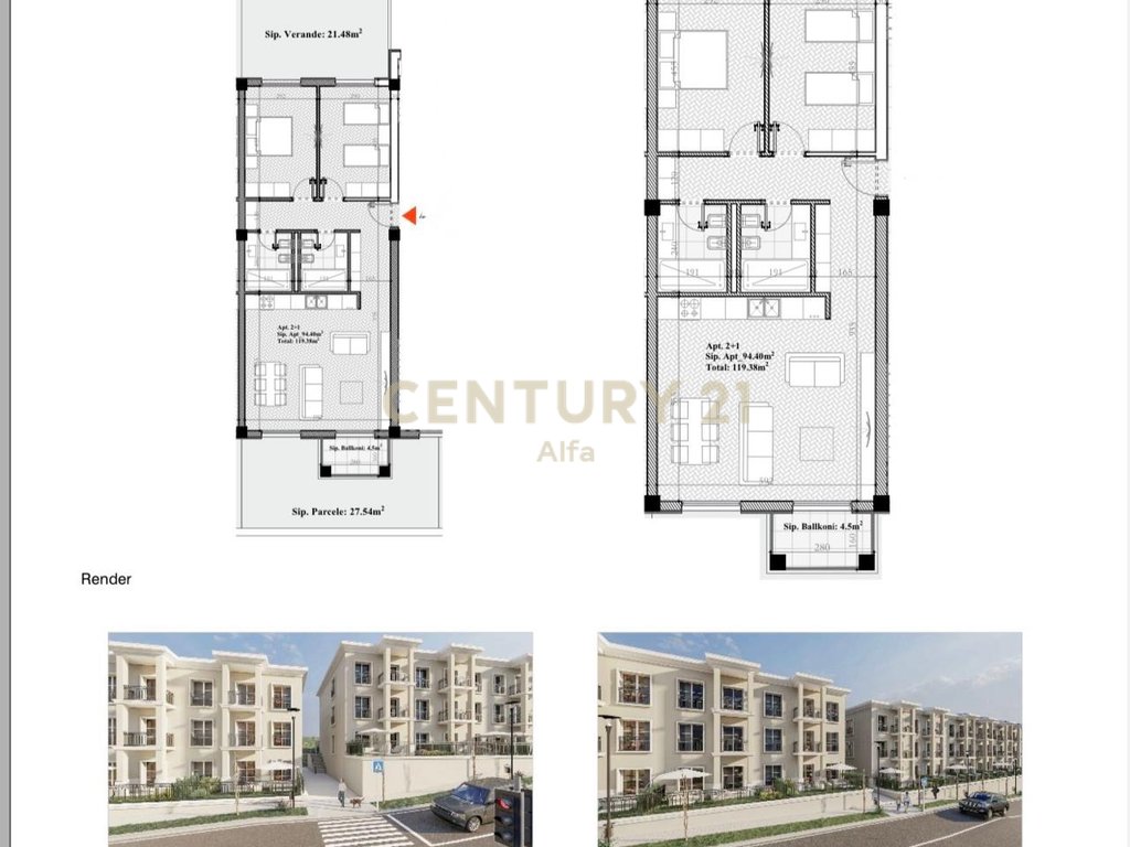 Shitet apartament 2+1+2 me verand tek Rolling Hills Liqeni!