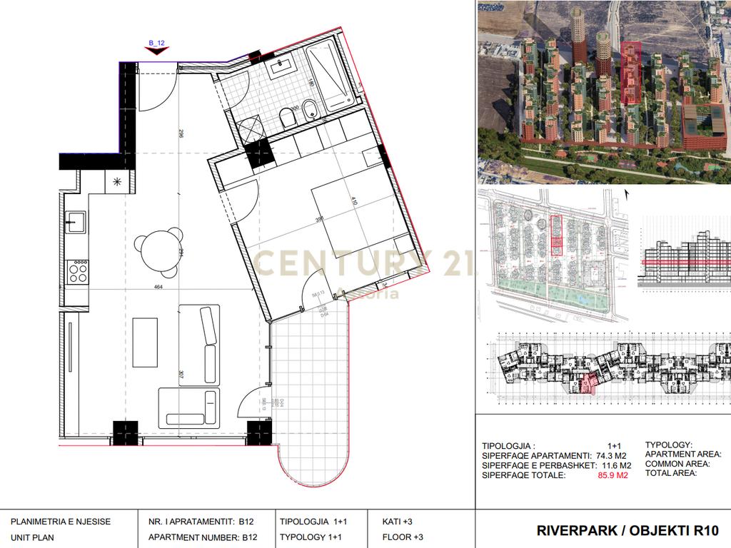 Shitet apartament 1+1, River Park Residence