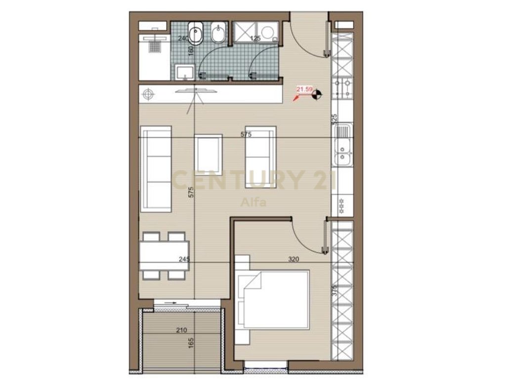 Shitet apartament 1+1 tek Riviera Residence ,Kamez!