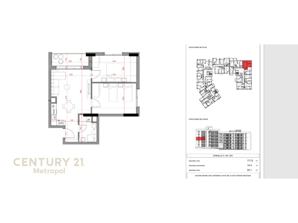 SHES APARTAMENT 2+1 NE RESIDENCEN NORTH-PASKUQAN!