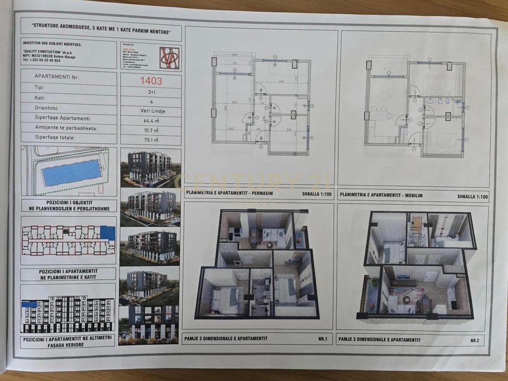 SHITET APARTAMENT 2+1, NDERTIM I RI GOLEM 200 METRA LARG DETIT!