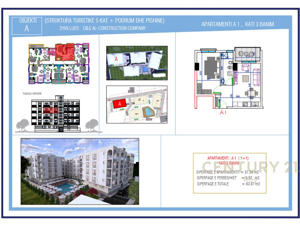 SHITET APARTAMENT 1+1 NE GOLEM TEK REZIDENCA " ORIENTAL !