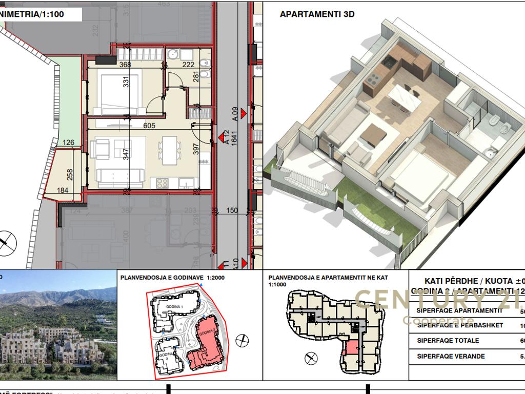 SHESIM APARTAMENT 1+1+VERANDE NË "RADHIMA FORTRESS", RADHIMË, VLORË| 61 m²