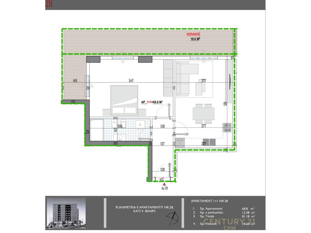 Shesim Apartament 1+1 me verande tek Arborea Residence !