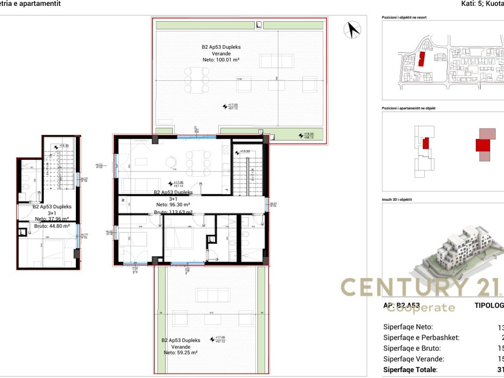 SHESIM DUBLEKS PENTHOUSE 3+1+2 ME PAMJE NGA DETI NE RESORTIN TURISTIK VILLAGE SQUARE, DHERMI.