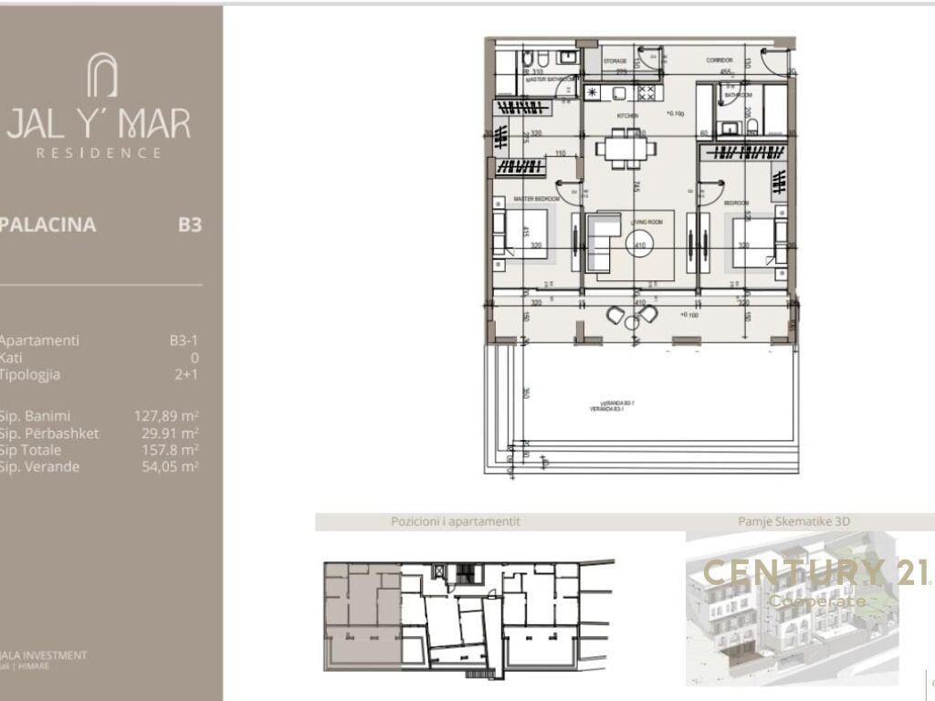 EKSKLUZIVE!!!
SHESIM APARTAMENT 2+1 ME VERANDE DHE PAMJE NGA DETI NE KOMPLEKSIN "JALY MAR" RESIDENCE.