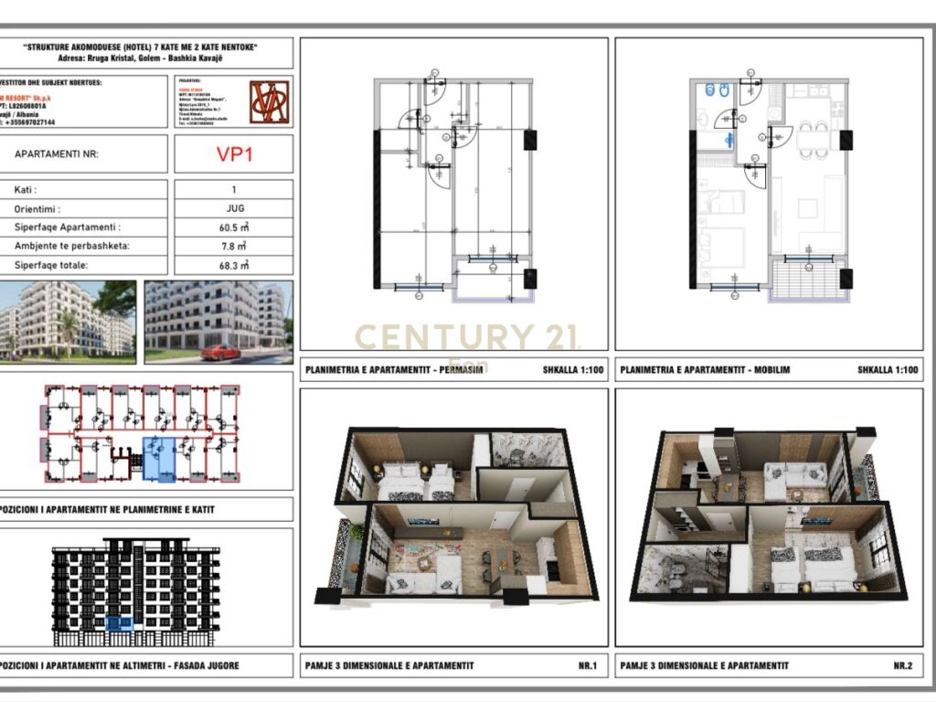 SHITET APARTAMENT 1+1 NE GOLEM, "V.M RESIDENCE"  ,MUNDESI PAGESE ME KESTE PER 2 VITE !