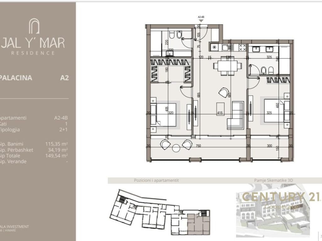 EKSKLUZIVE!!!
SHESIM APARTAMENT 2+1 ME PAMJE NGA DETI NE KOMPLEKSIN "JAL Y MAR" RESIDENCE.