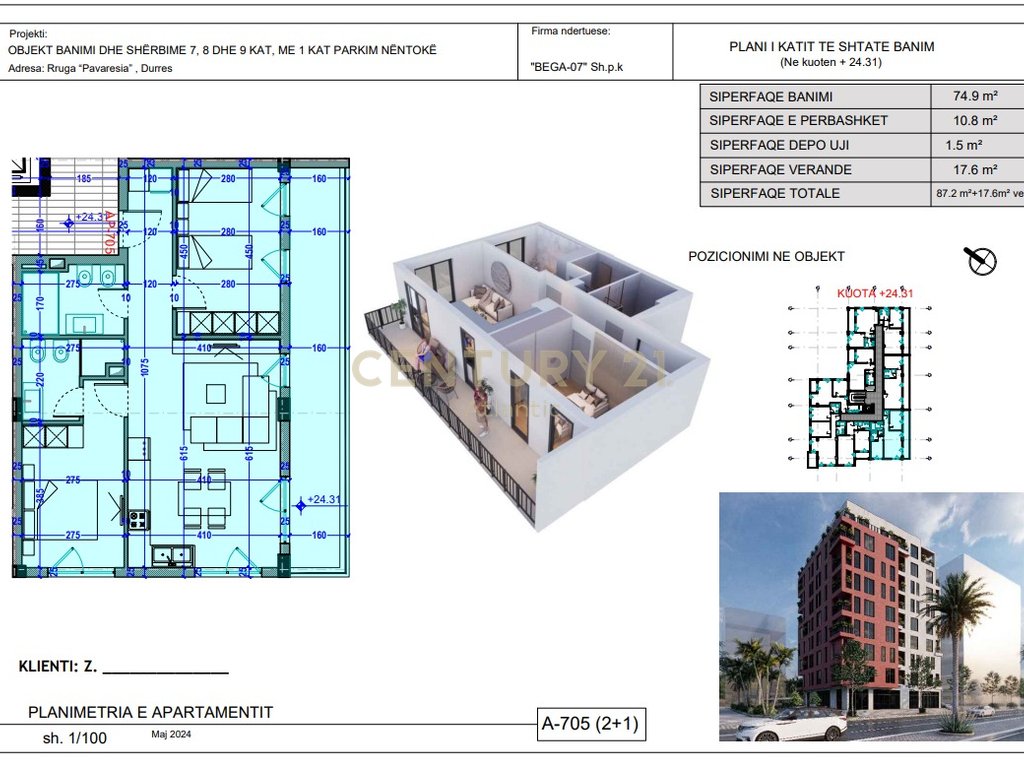 Apartament 2.1+2T Për Shitje në Plazh, Durrës