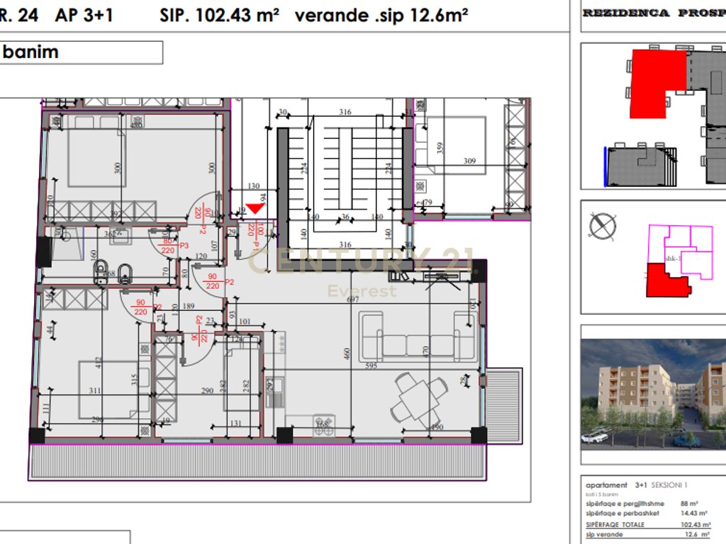 Kompleksi “Kodra e Liqenit”, Paskuqan-Shesim apartament 3+1me verande