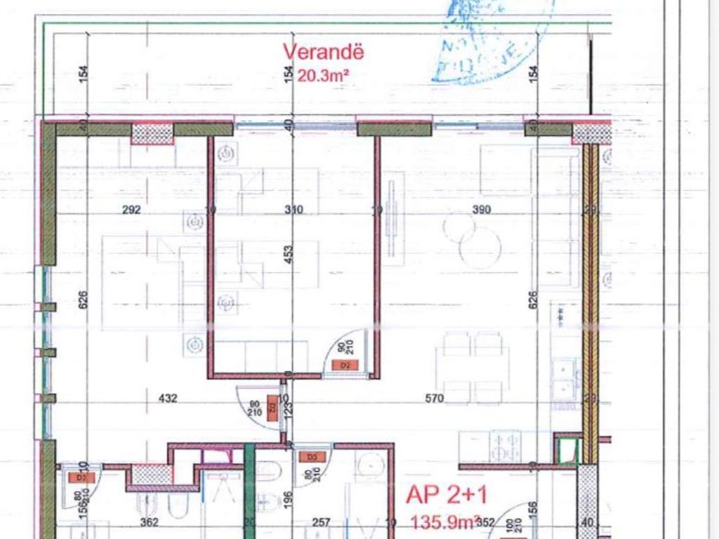 DHERMI, APARTAMENT  2+1+2 PER SHITJE