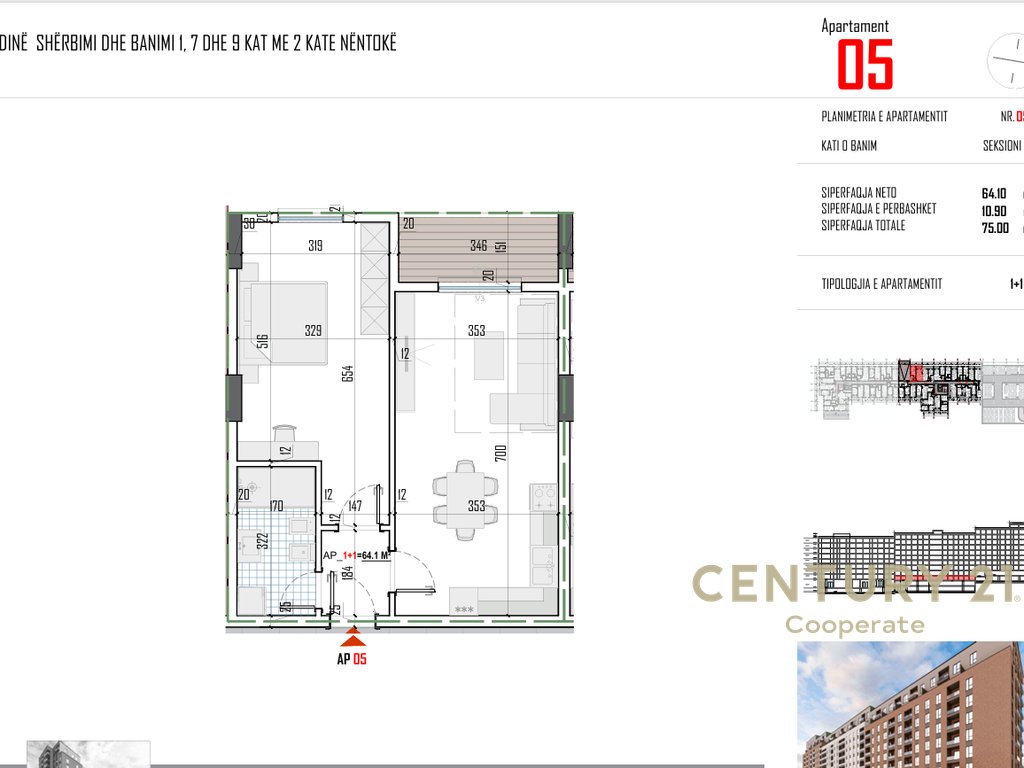 EKSLUZIVE! SHESIM APARTAMENT 1+1 PËRBALLË RRUGËS 5 - MAJI & PRANË BULEVARDIT TË RI NË PASKUQAN.
