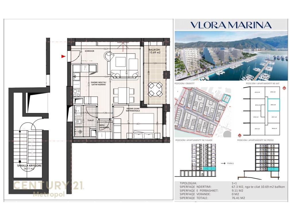 Apartament 1+1  per shitje te Vlora Marine!