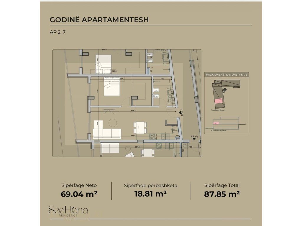 Apartament 1+1 për shitje tek See Hëna!
