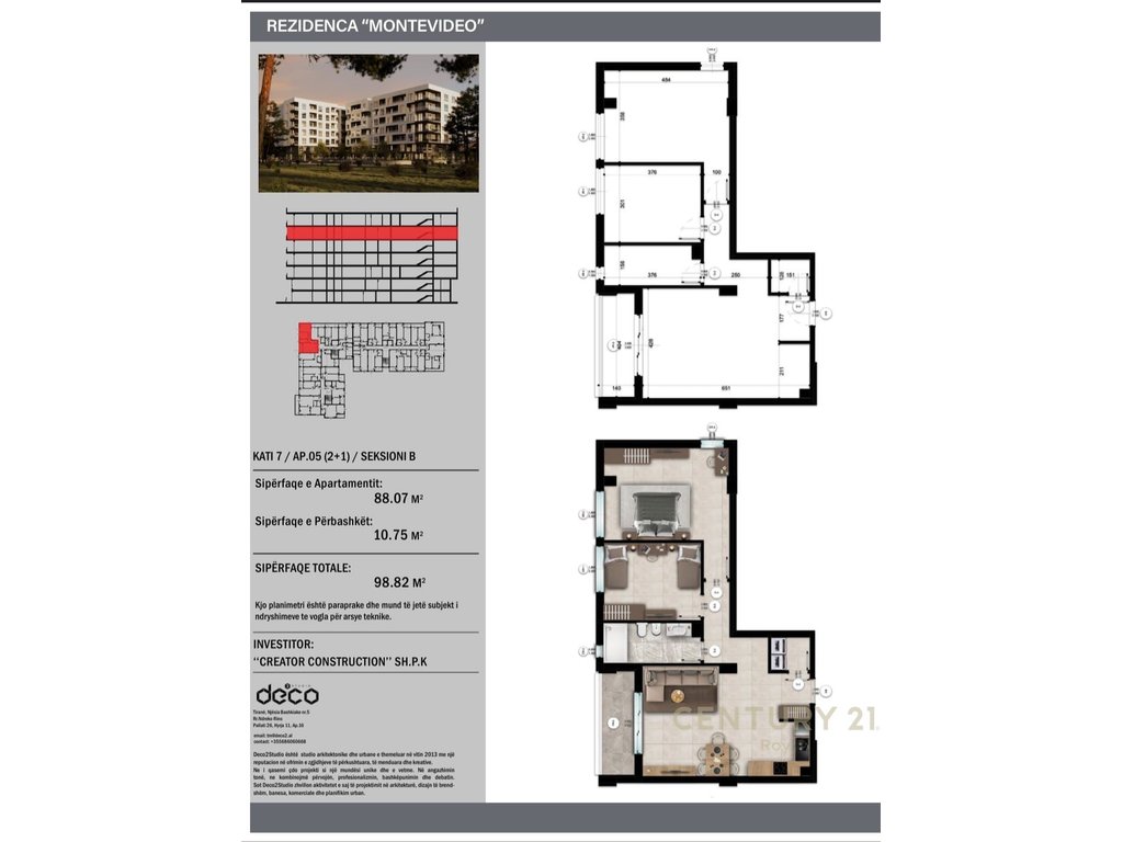 SHITET APARTAMENT 2+1 MONTEVIDEO RESIDENCE TE MALI ROBIT!!!