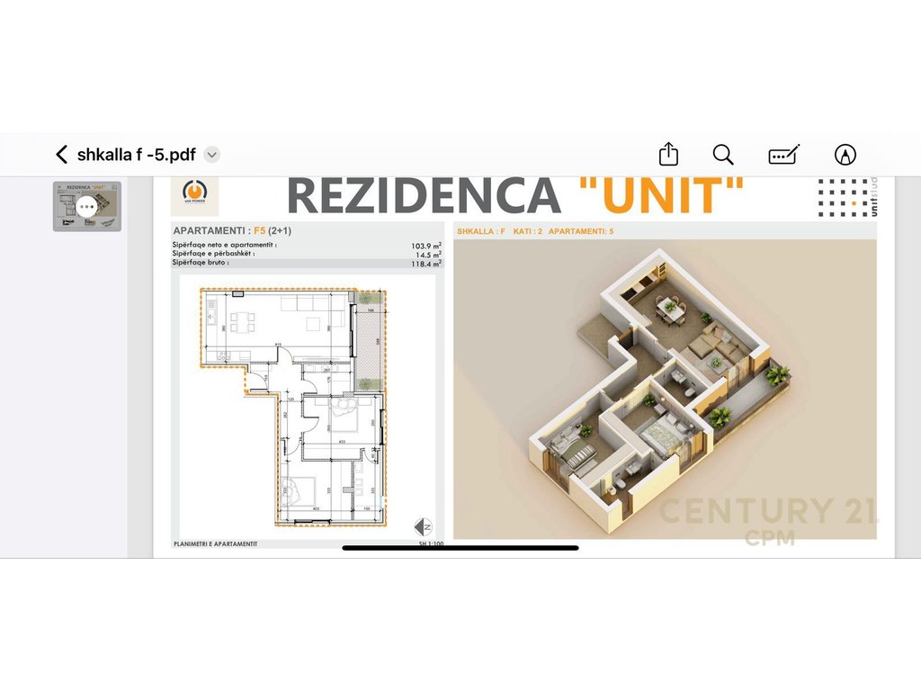 Apartament 2+1+2 Për Shitje tek Rezindenca Unit në Farkë, Tiranë