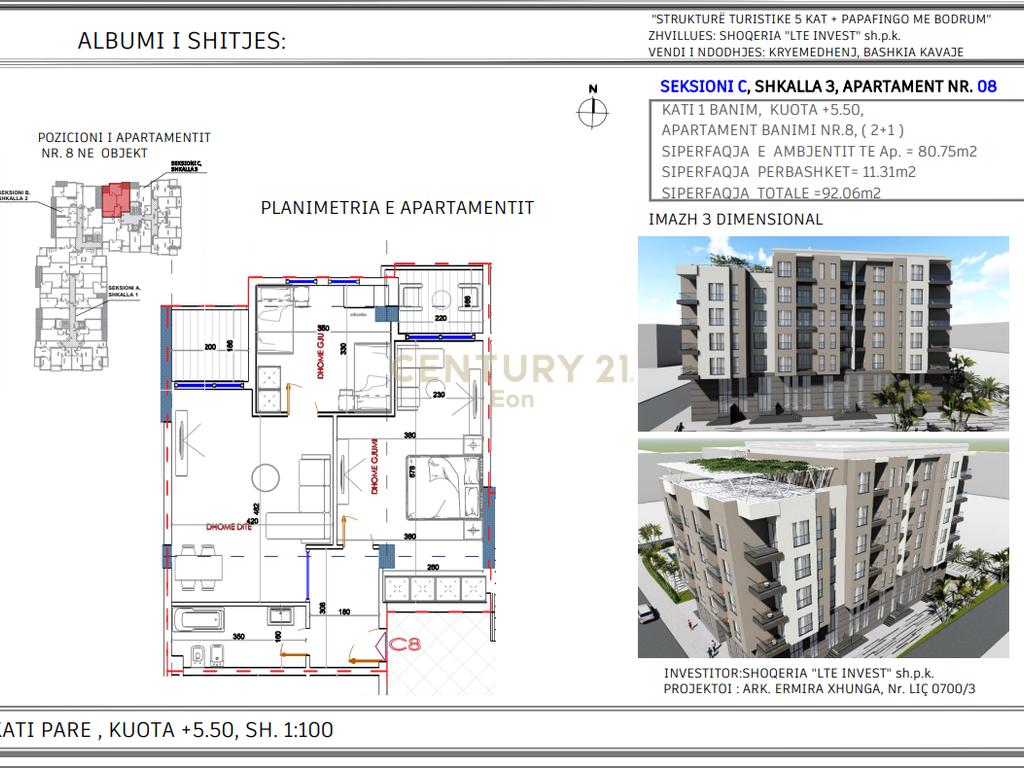 Apartament 2+2 Për Shitje në Golem - 115075€ | 92.06 m²