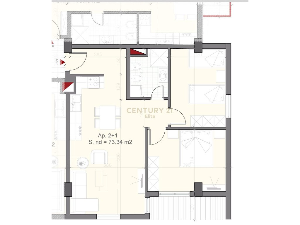 Shitet, Apartament 2+1+Post Parkimi, Univers City
