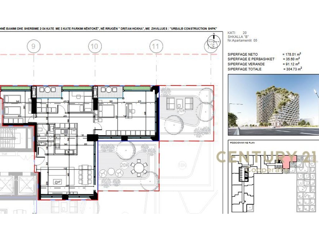 SHESIM SUPER  APARTAMENT ME VERANDE 3+2+1+ 2 POSTE PARKIMI TE "LION RESIDENCE 2"