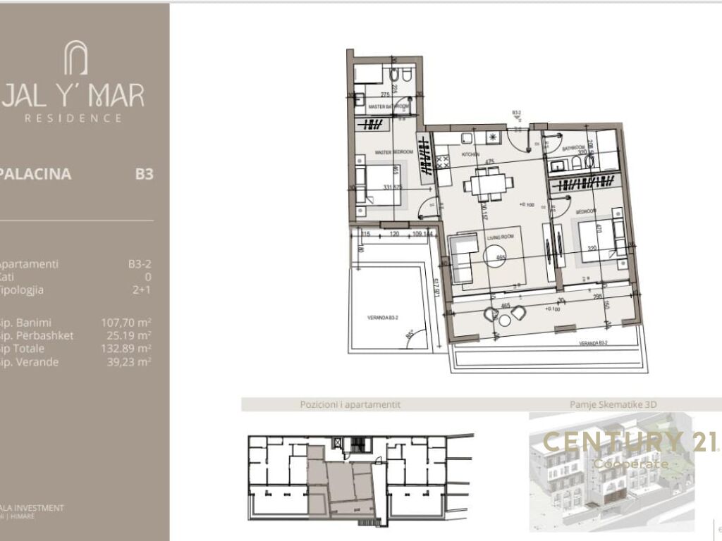 EKSKLUZIVE!!!
SHESIM APARTAMENT 2+1 ME VERANDE DHE PAMJE NGA DETI NE KOMPLEKSIN "JALY MAR" RESIDENCE.