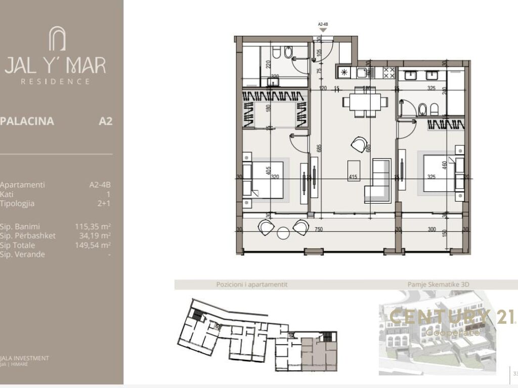 EKSKLUZIVE!!!
SHESIM APARTAMENT 2+1+2 ME PAMJE NGA DETI NE KOMPLEKSIN "JAL Y MAR "RESIDENCE.