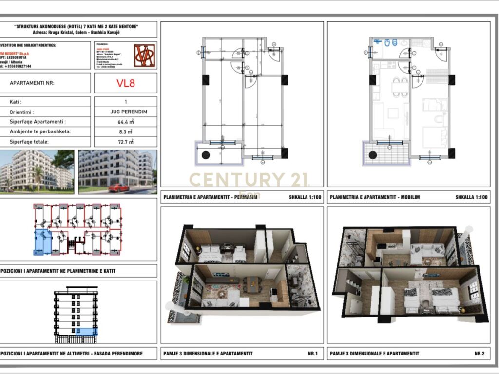 SHITET APARTAMENT 1+1 NE GOLEM, "V.M RESIDENCE"  ,MUNDESI PAGESE ME KESTE PER 2 VITE !