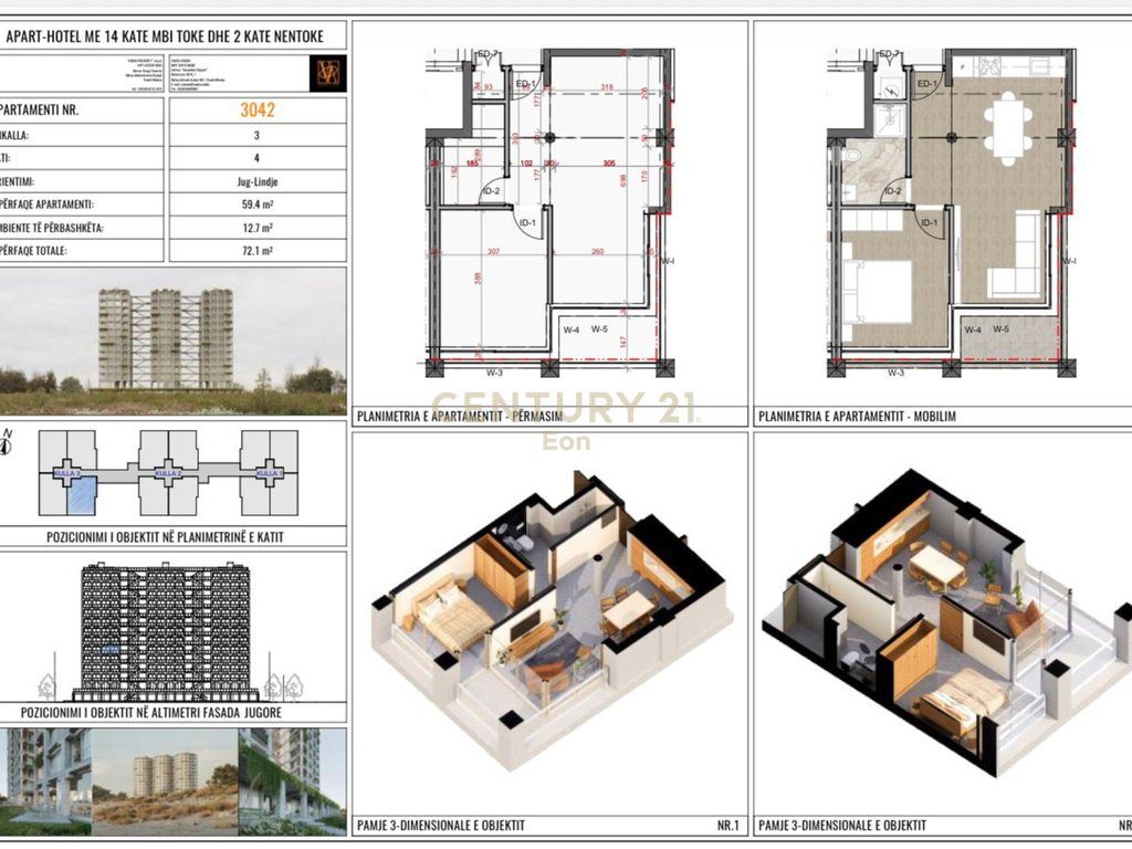 SHITET APARTAMENT 1+1, THREE GARDENS RESIDENCE QERRET!
