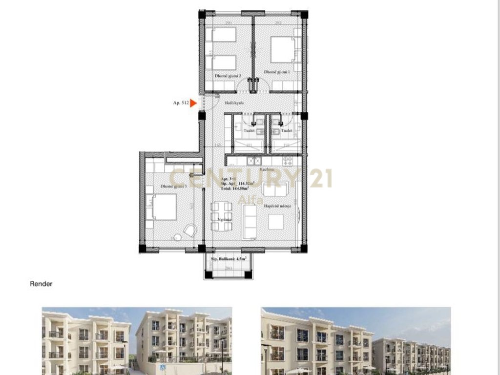 Shitet apartament 3+1+2 tek Rolling Hills Liqeni