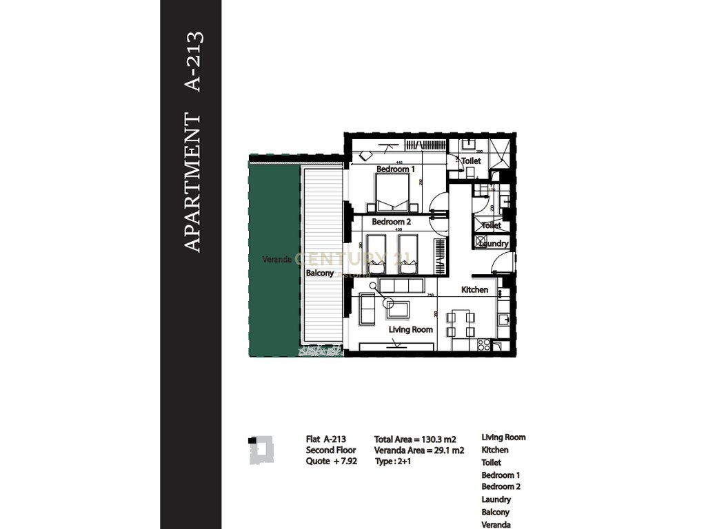 SHITET APARTAMENT 2+1+2 NE GREEN TERRACE RESIDENCE, PALASE