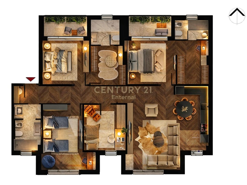 APARTAMENT 4+1+3 TUALETE + 2 BALLKONE NE REZIDENCEN PARK HOUSE