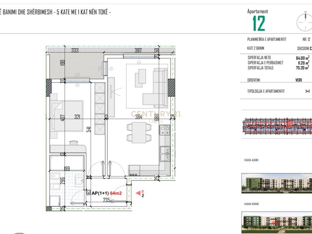 Shitet Apartament 1+1 ne Kamez