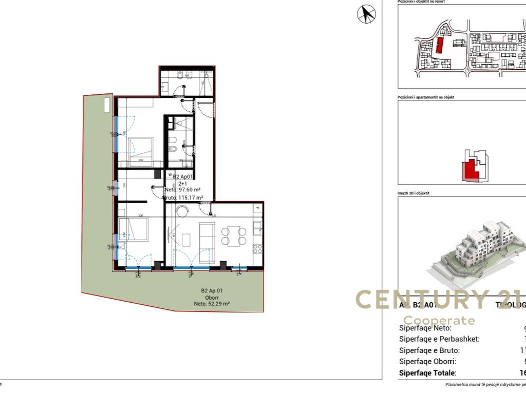 SHESIM APATAMENT 2+1+2 ME OBORR NE RESORTIN TURISTIK VILLAGE SQUARE, DHERMI.