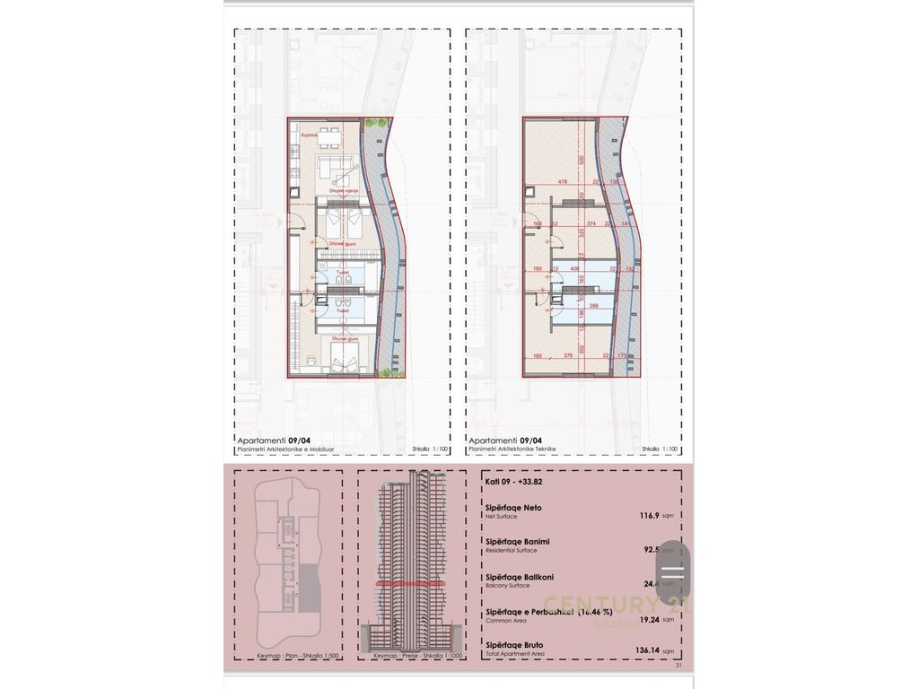 EKSKLUZIVE SHITET APARTAMENT 2+1+2 TEK TOP SEVEN TOWER!