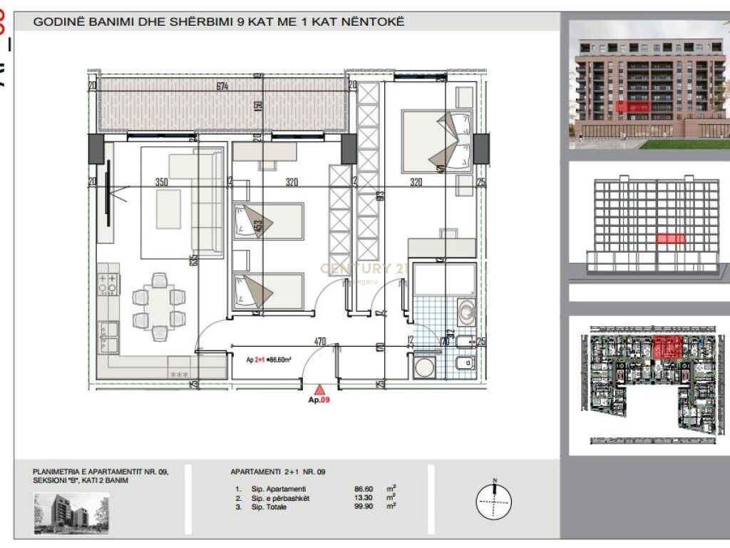 Shitet apartament 2+1 perballe me Bulevardin e Ri