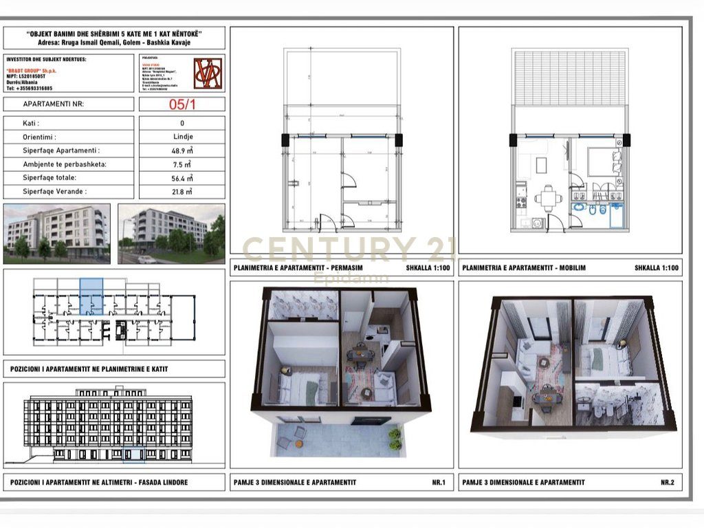 Apartament 1+1 në shitje  tek Mali i Robit !!